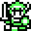 Pixel art knight below title